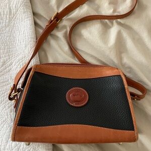 Vintage Black and Brown Leather Crossbody Bag
